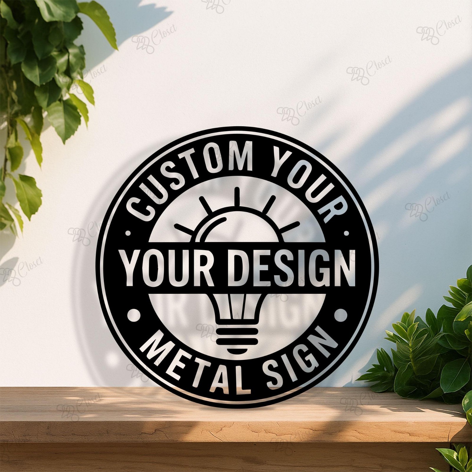 Personalized LED Metal Sign Custom Logo Wall Art Business Name Light Decor
