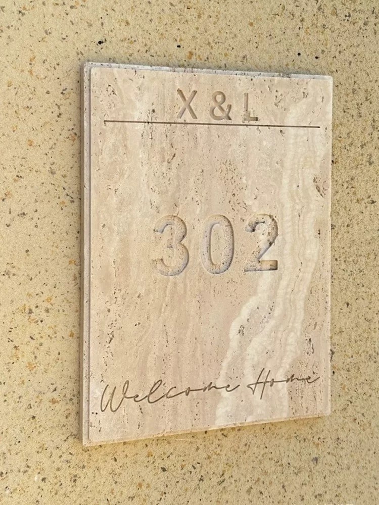 Travertine Rectangle Personalized Door Sign Customize Doorplate for House Store