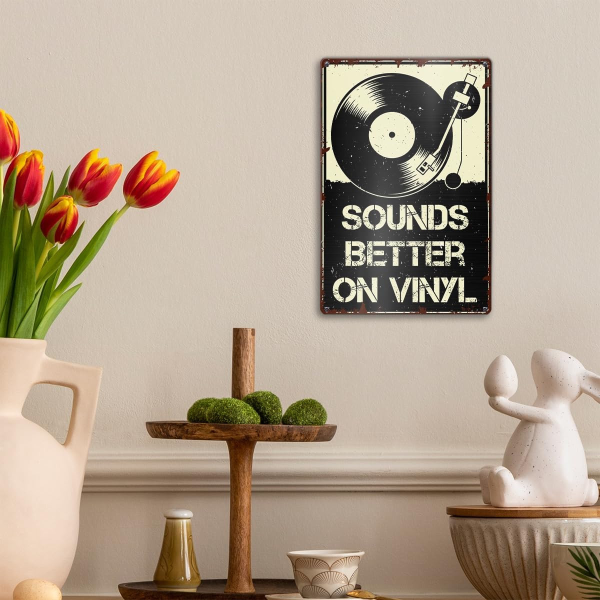 Vintage Vinyl Record Store Metal Sign Decor for Music Home Room Studio Office Ba