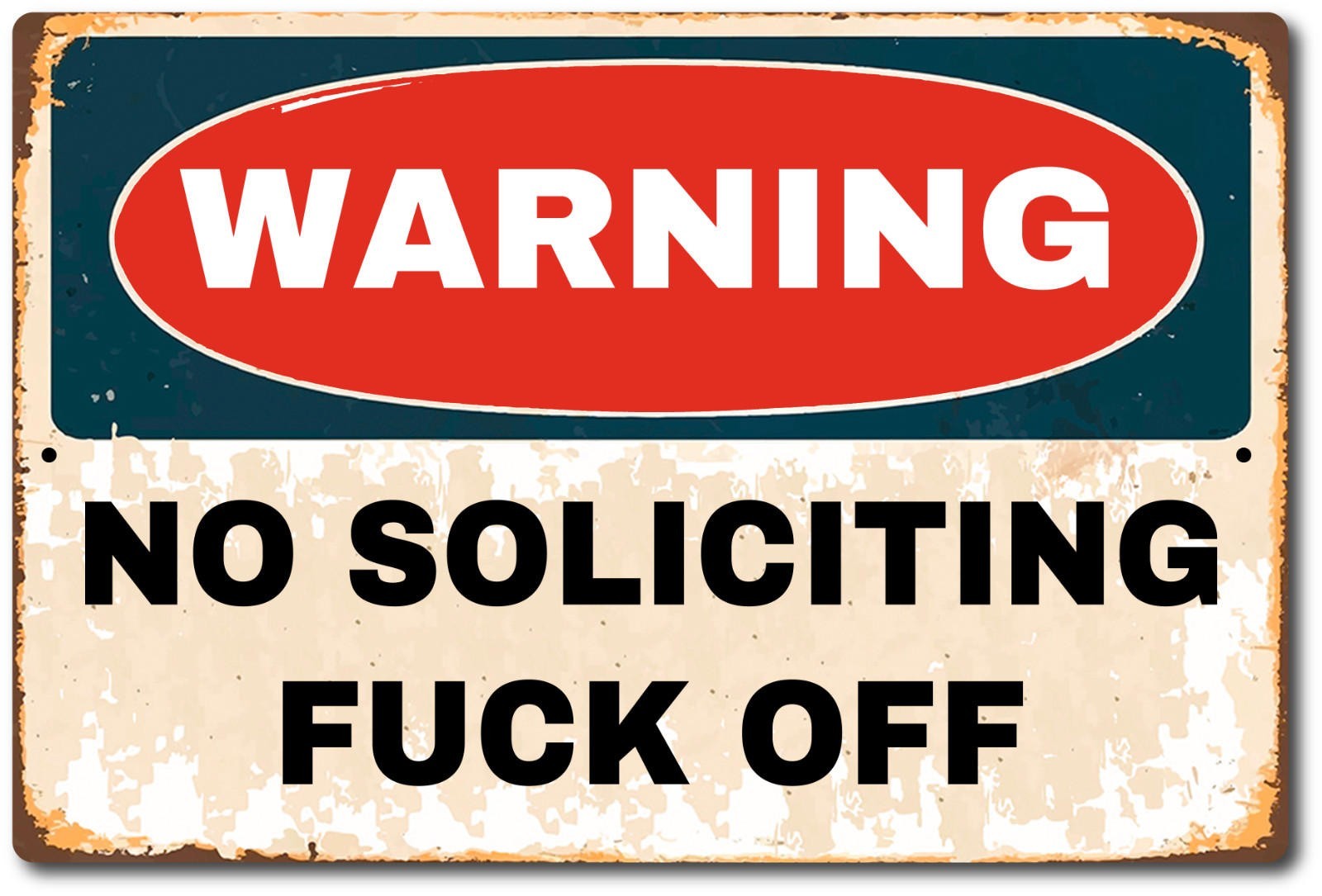 No Soliciting Sign Aluminum Door Mounted Warning Rectangle High Gloss