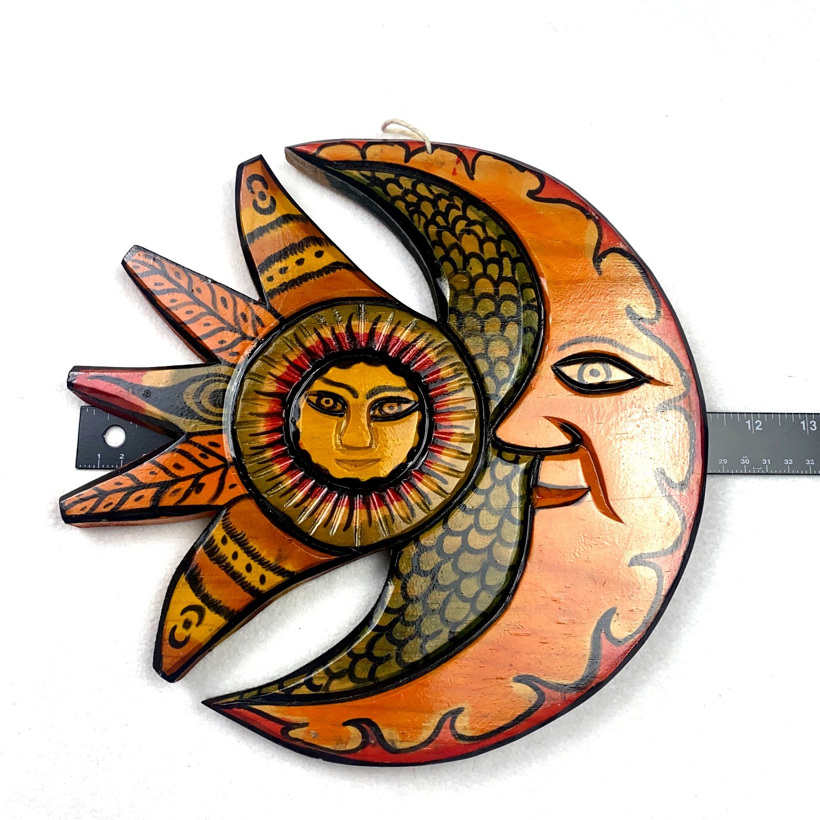 VTG Wooden Sun Moon Double Face 11″ Wall Plaque Celestial Whimsigoth Magical