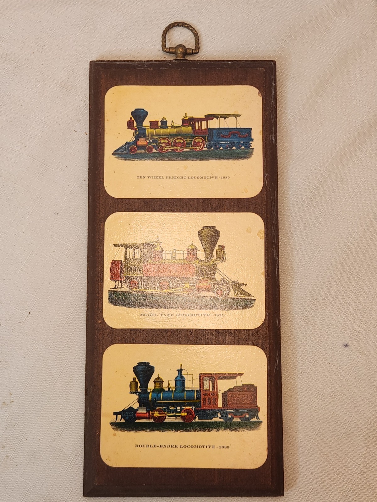 Set Of 2 Vintage 1960s Cars Trains Transportation Wood Wall Plaques Lacquered