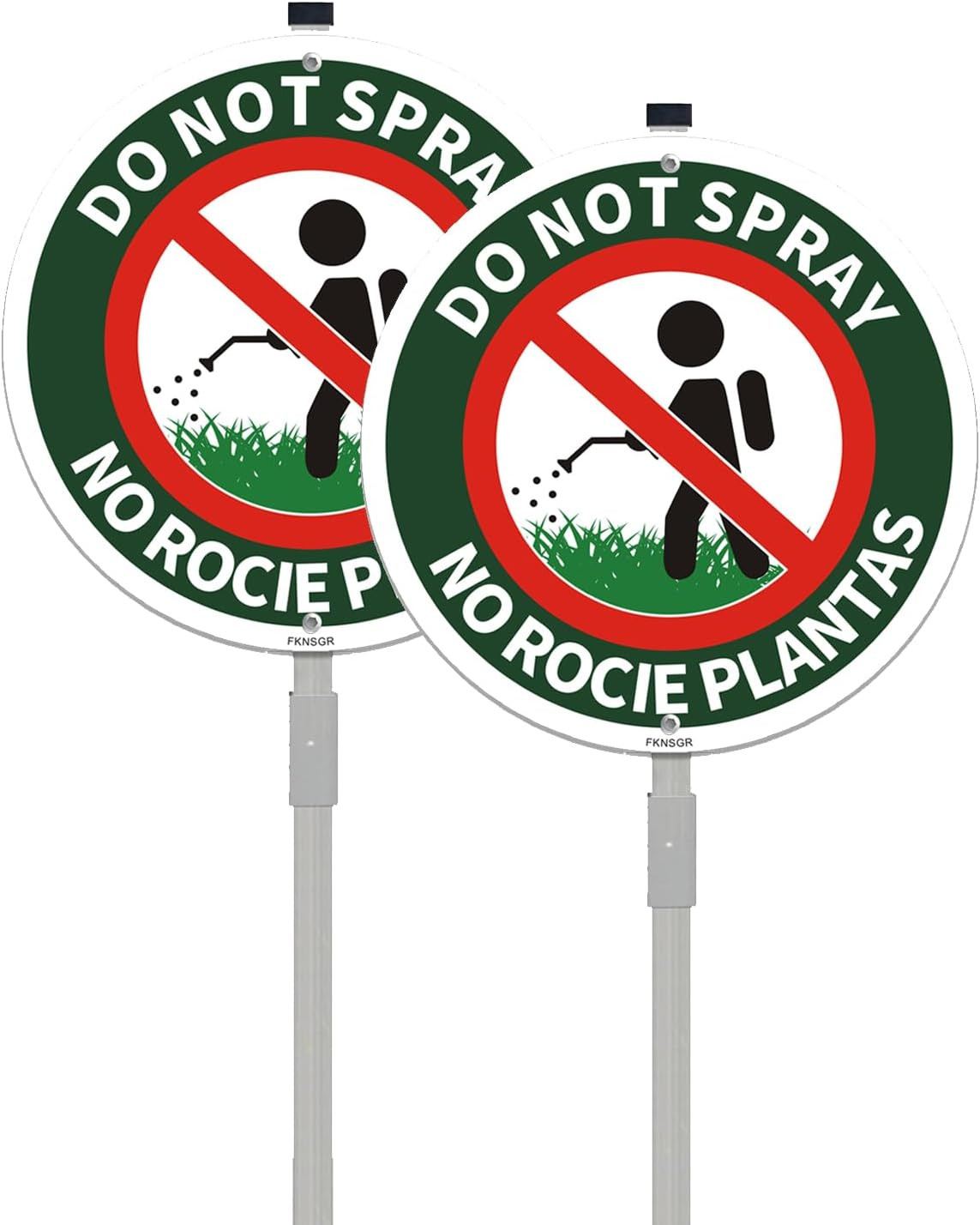 2 Pack Do Not Spray Sign with 2.3 Foot Stake, Aluminum，Bilingual Plant Sign in E