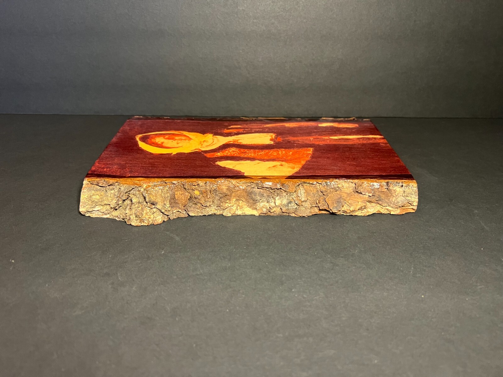 Vintage Retro Live Edge Wood Slab Young Polish Woman Decorative Wall Art 9 x 6″