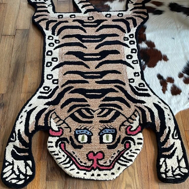 100% Woolen Hand Tufted Tibetan Tiger Rugs 2×3 Feet Handmade Carpet home decor