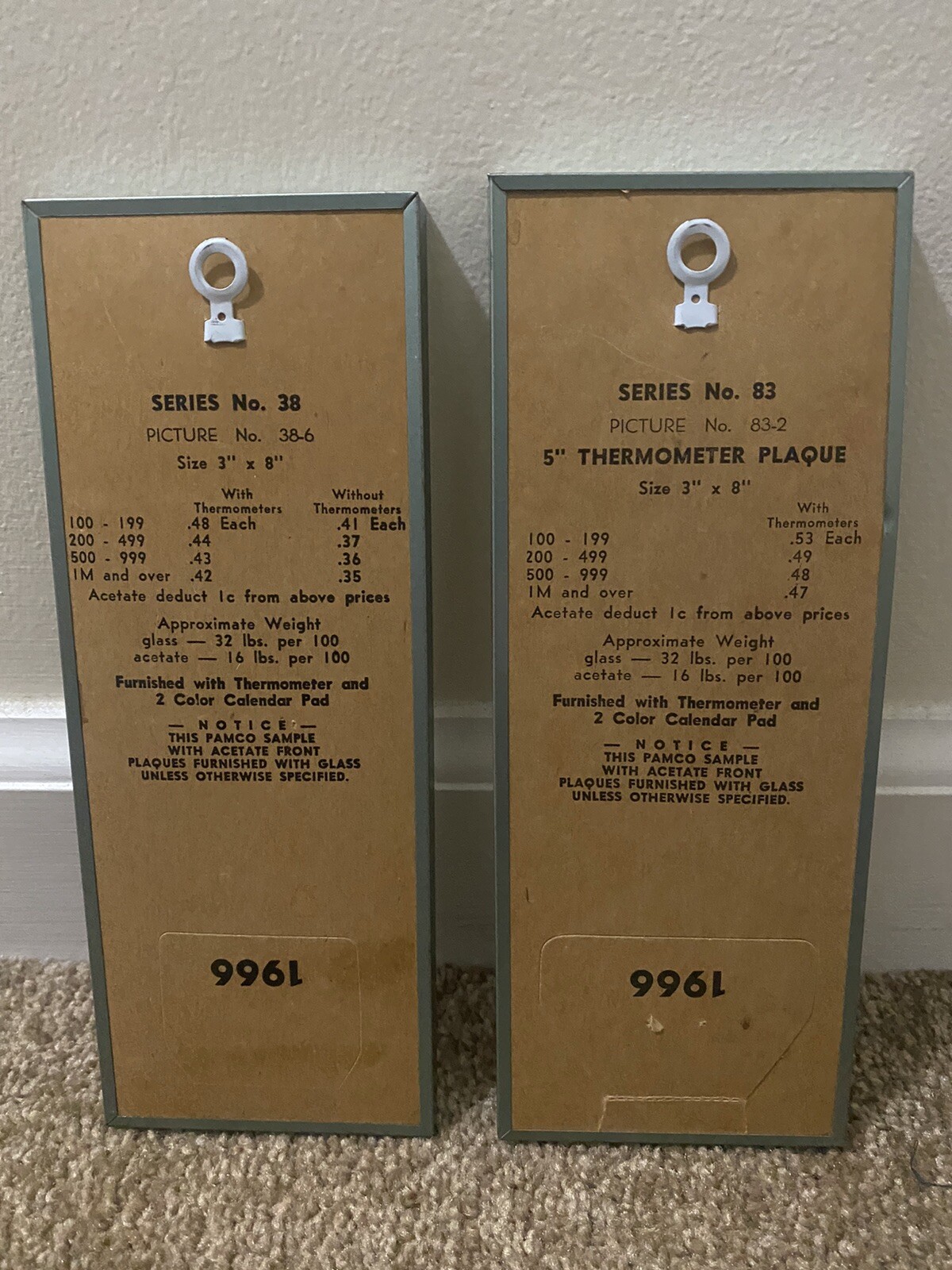 2 Vintage Wall Chinese Plaque For Thermometer 8″ X 3″