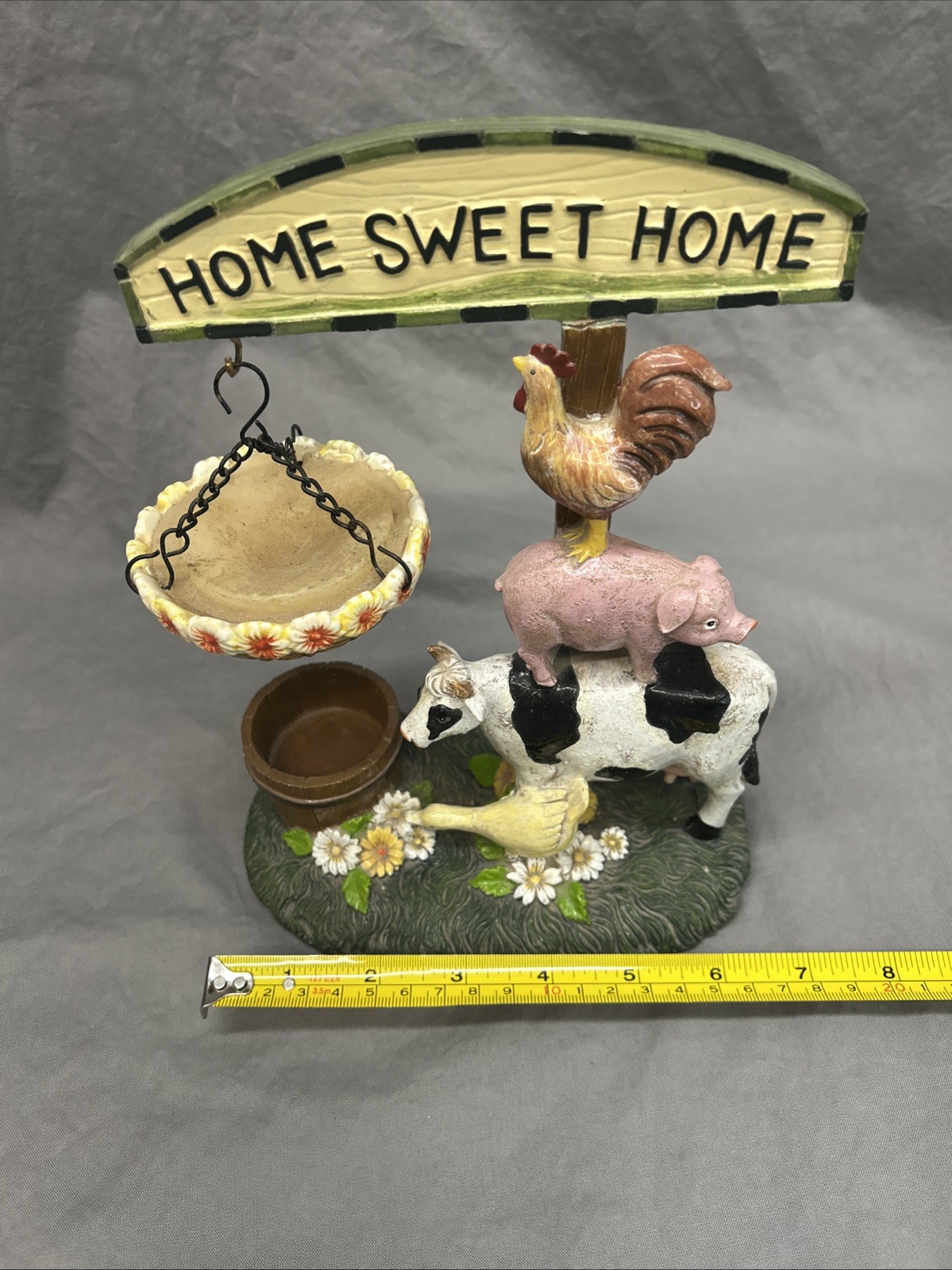 Farm Animal Home Sweet Home Interior Decor Ceramic Painted Statue Figure 9″