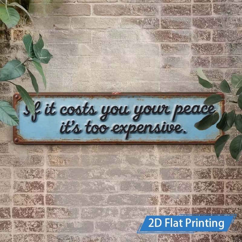 Peace Quote Cursive Metal Sign Distressed Sky Blue Rustic Home Wall Decor Plaque