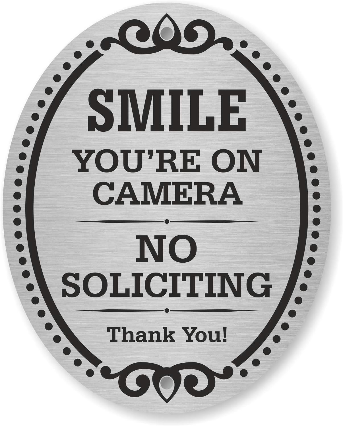 No Soliciting Sign Aluminum 4×5 Inch Peel & Stick Indoor Outdoor Office Property