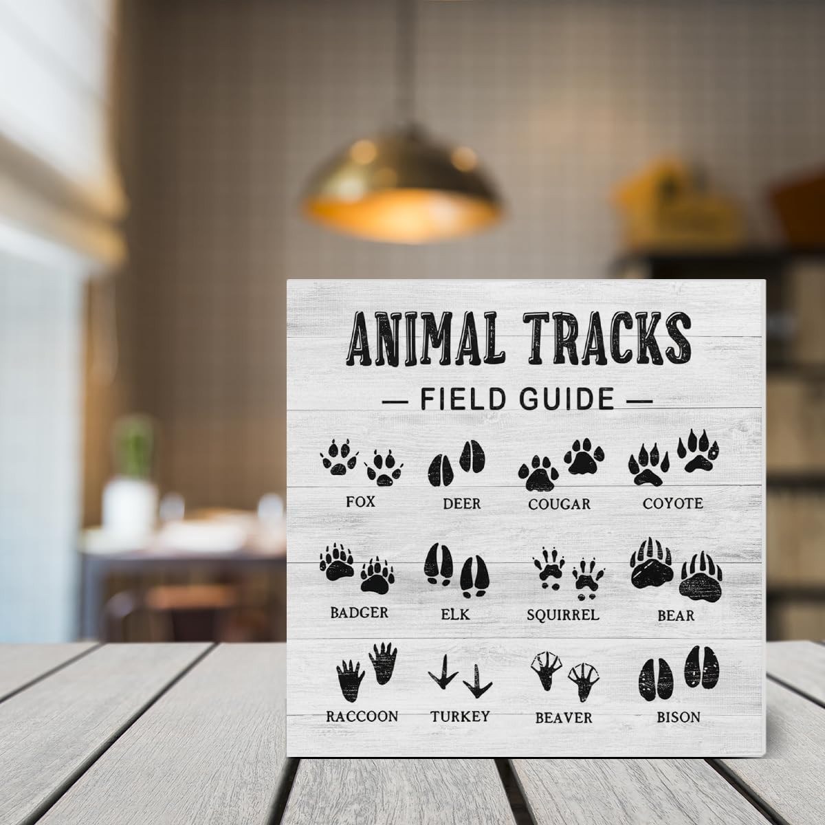 Hunting Room Decor, Wildlife Decor, Animal Tracks Field Guide Wooden Sign, Rusti