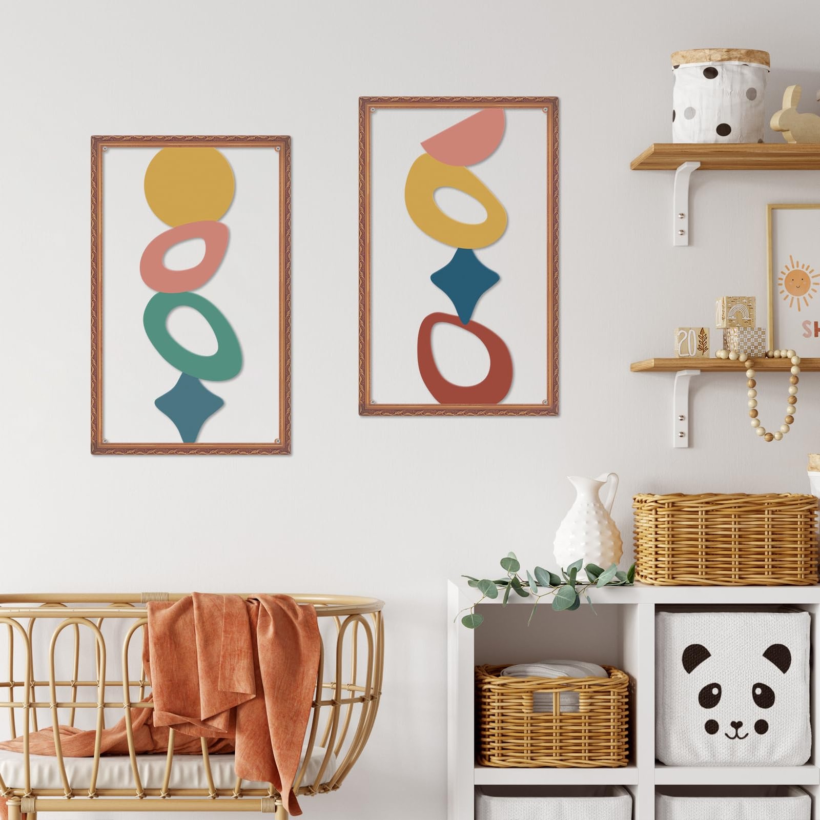 Colorful Minimalist Metallic Wood Grain Metal Abstract Wall Art Decor Sculpture