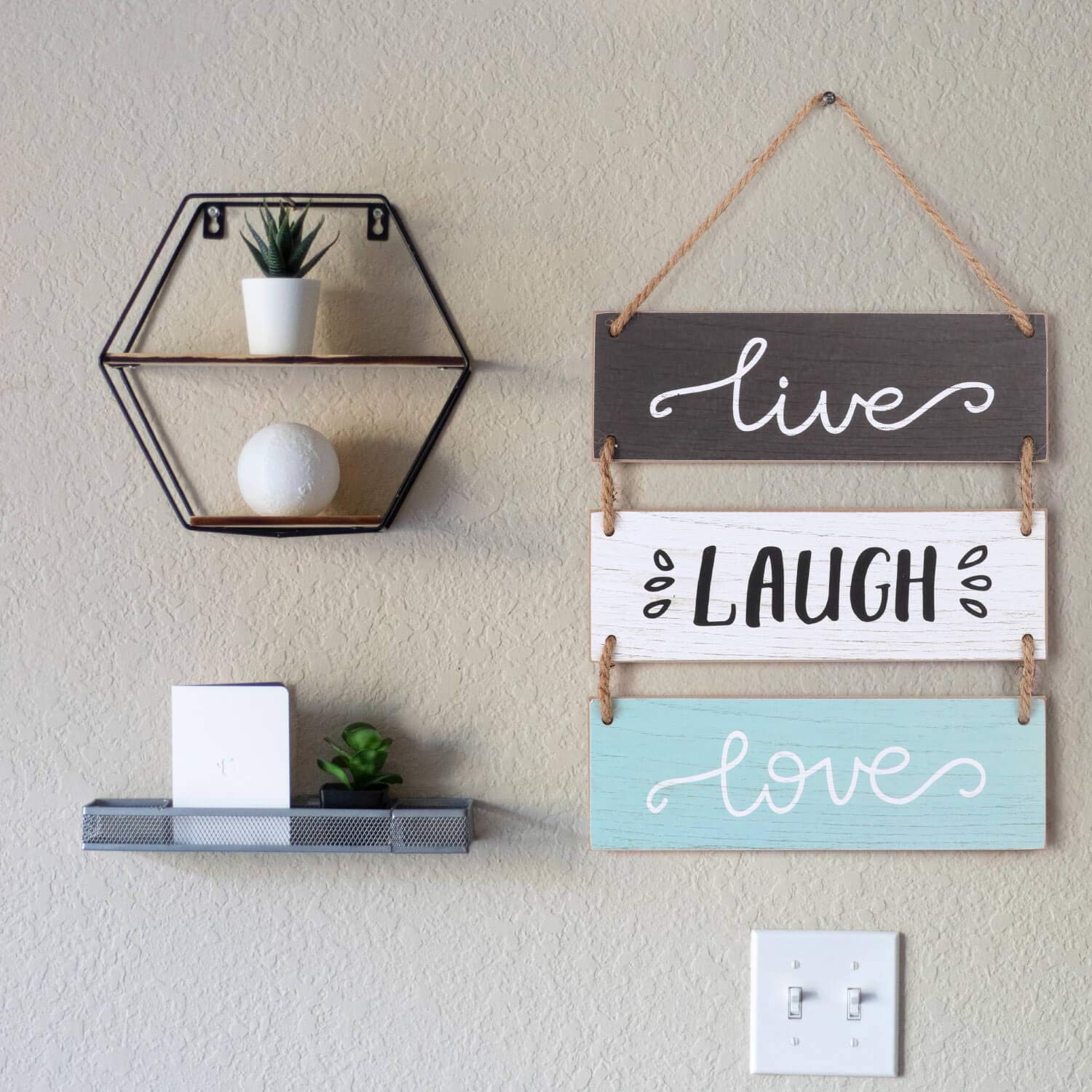 Rustic Home Wall Decor Sign for Living Room 12″Ã—14â€, Live Laugh Love