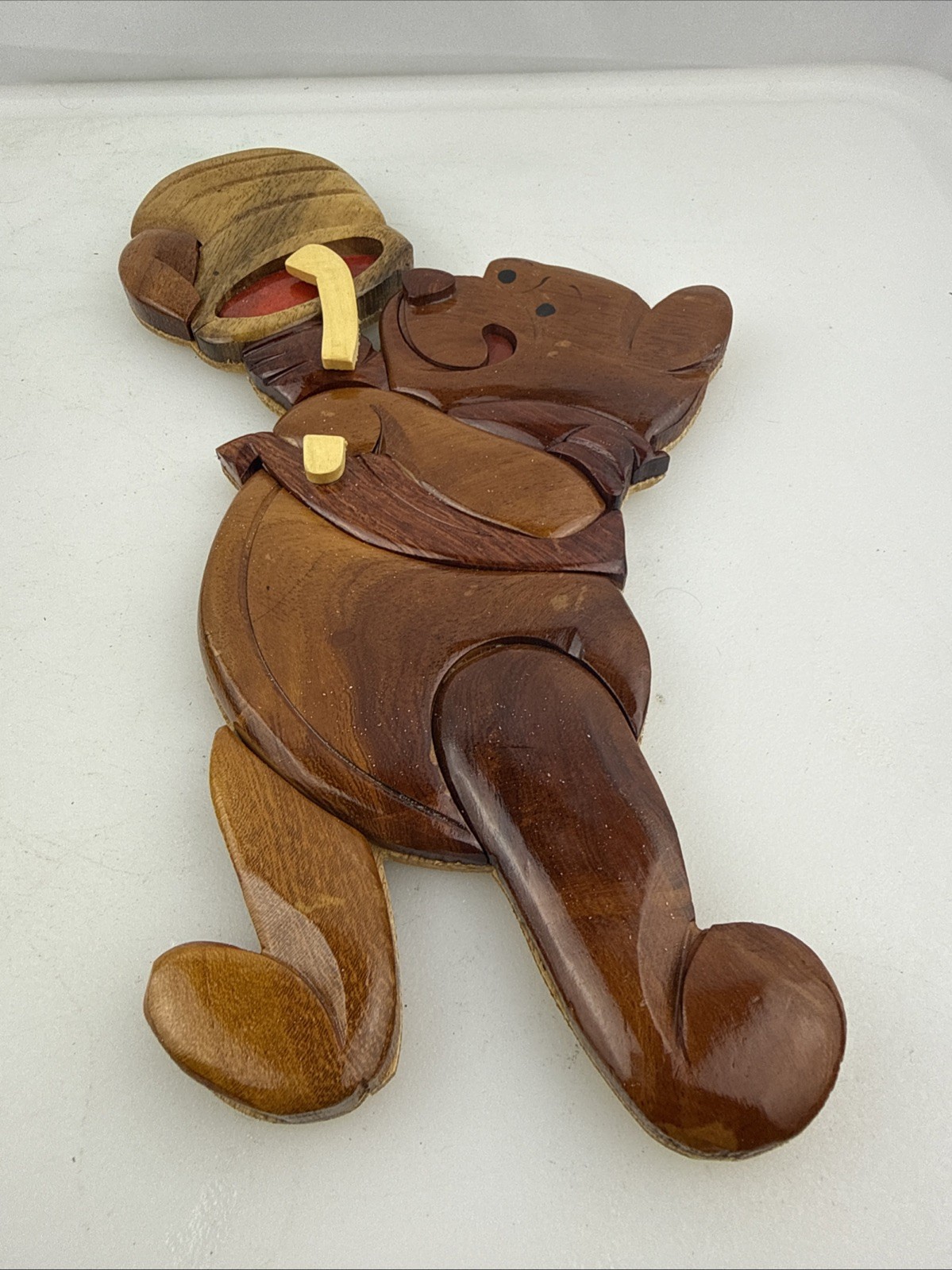 Handmade Glossy Finish Winnie The Pooh 3D Wooden Wall Art Nursery Home Decor