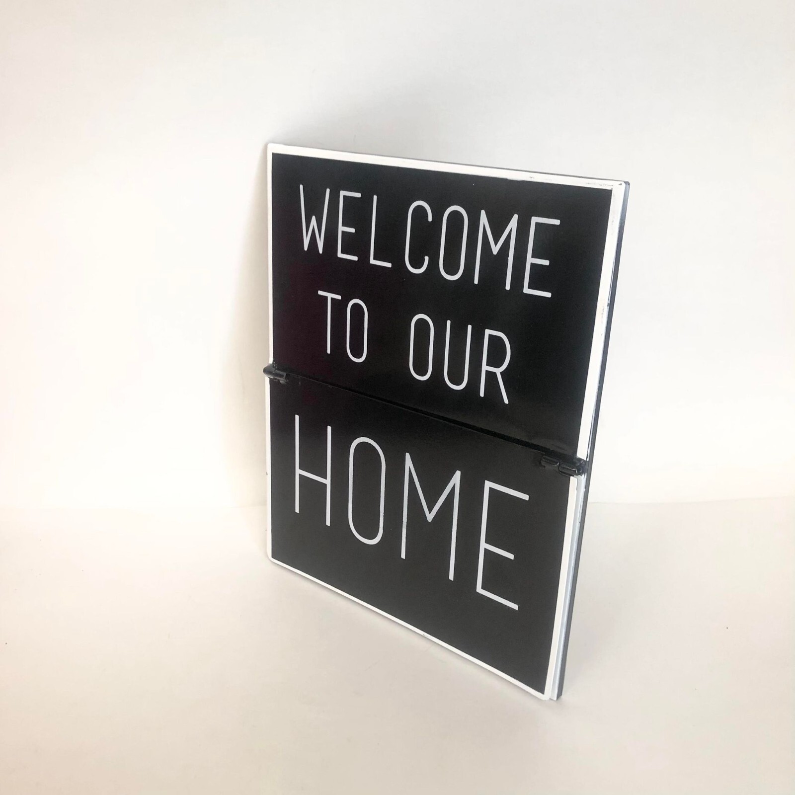 Interchangeable Hanging Sign Decor WELCOME HOME & TRAVEL SAFE, Black 9×11 in