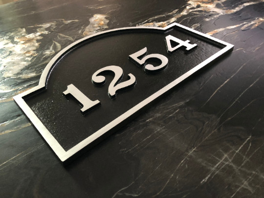 Custom Address Plaque Large Aluminum Palmer Bold Font 10 1/4″ x 1/2″ x 16 1/4″