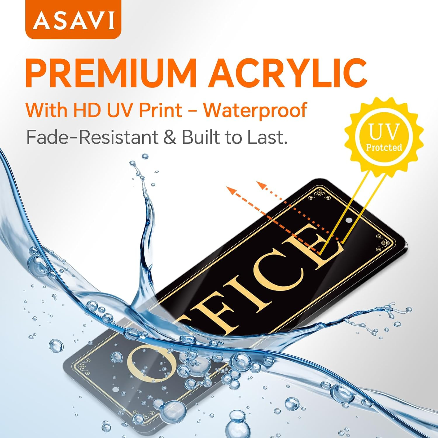 “OFFICE” Acrylic Door Sign – Waterproof & Fade-Resistant Office Label with Stron