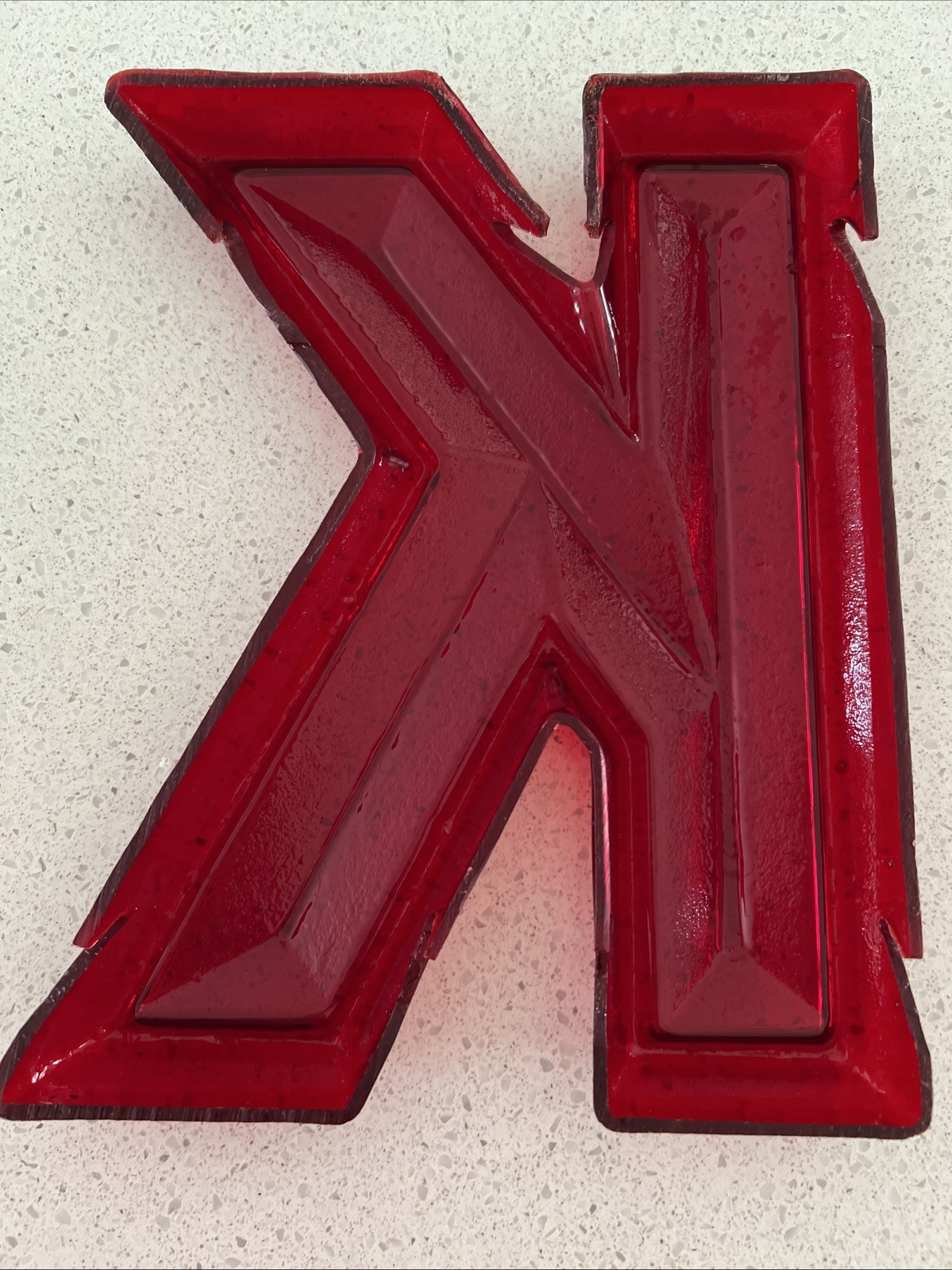 VINTAGE RED TRANSLUCENT MOVIE MARQUEE LETTER K 10″ HIGH X 7 3/4″ WIDE