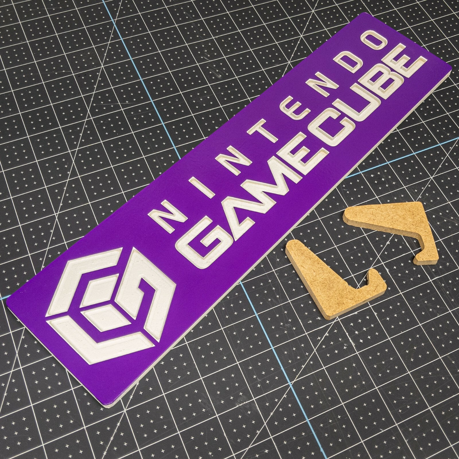 Large Engraved Nintendo Gamecube Logo Video Game Wall Art Collectable Sign