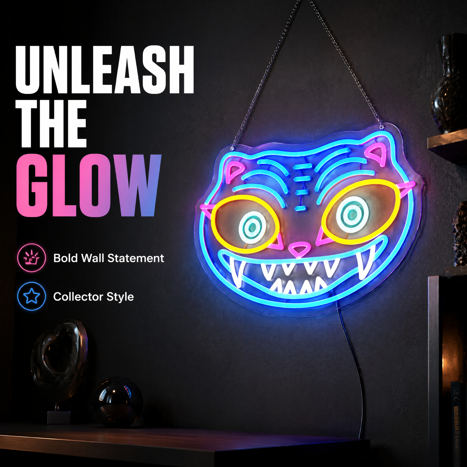 Derpy Tiger Multicolor LED Neon Sign 7.9″x15.7″