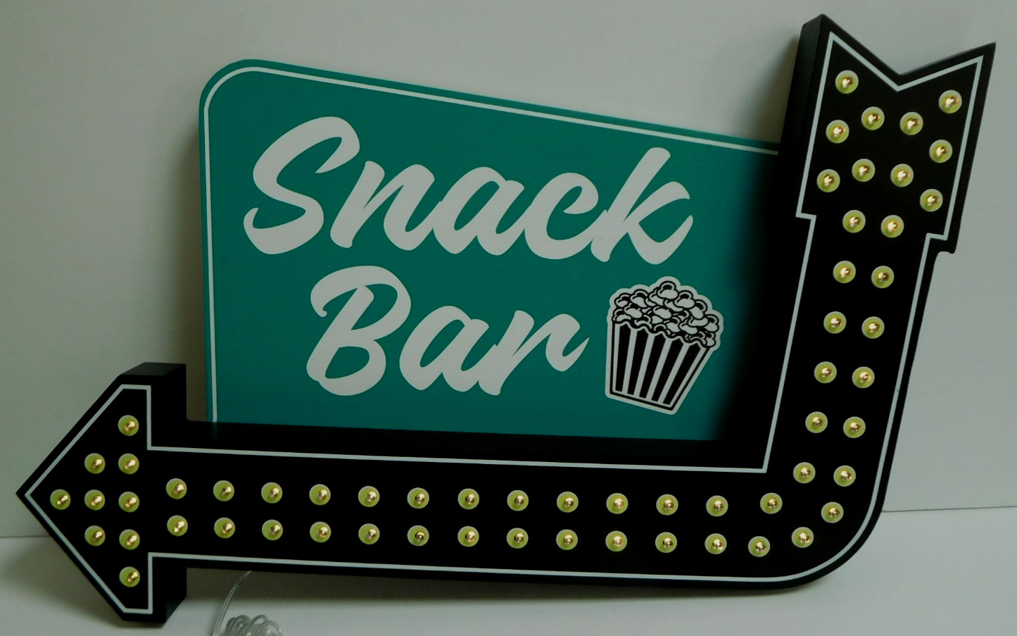 SNACK BAR SIGN ~ USB LED LIGHTS movie home theater wall art decor popcorn arrow