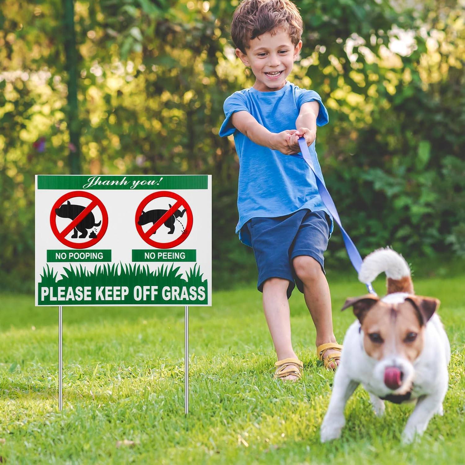 Barydat 4 Pcs No Peeing and No Pooping Dog Sign with Metal Stakes 12 X 16 Inches