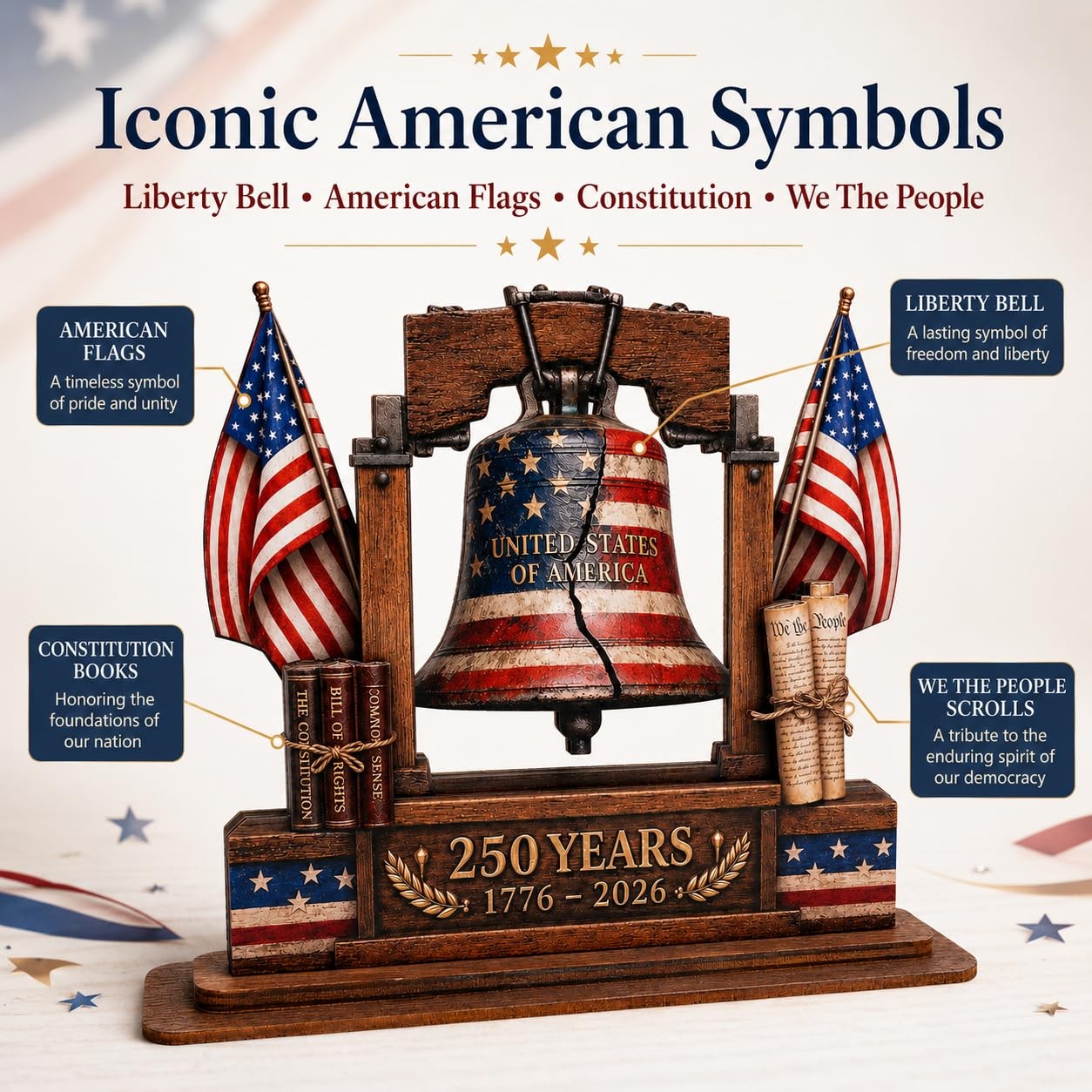USA 250th Anniversary Wooden Plaque, 250th Anniversary Decorations, USA 250th…