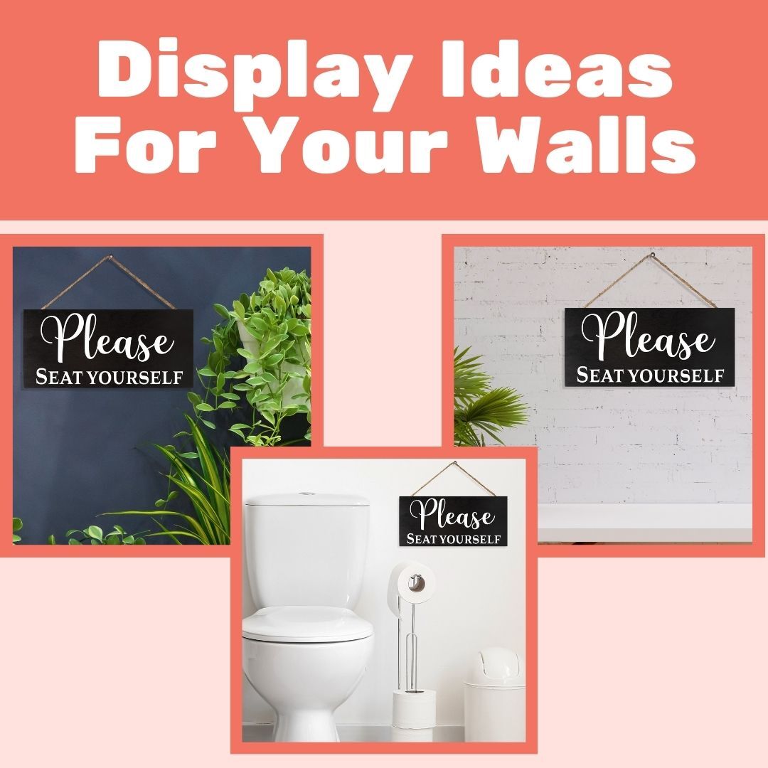 JennyGems Funny Bathroom Sign, Please Seat Yourself, Bathroom Wall Decor