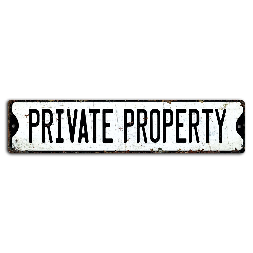 Private Property White Rustic Street Sign for Home or Business 18×4