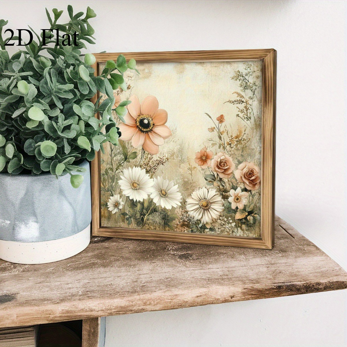 Daisy Botanical Wooden Sign Rustic Vintage Farmhouse Decor for Living Room Gift