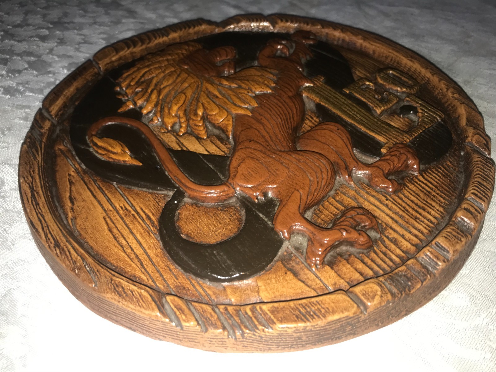 HAND PAINTED Plaster 3D LEO Rampant LION Horoscope ZODIAC Astrology WALL PLAQUE