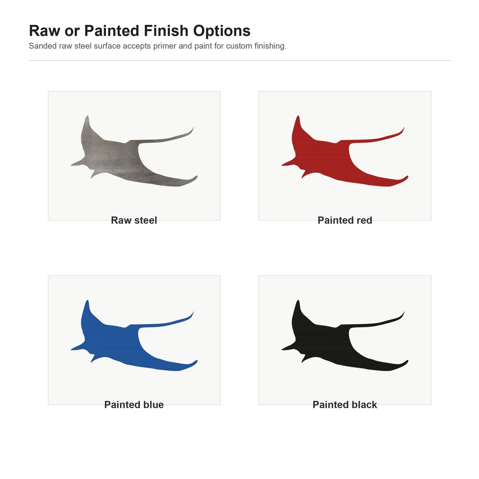 Manta Ray 2 Steel Cutout Shape, Raw Metal Wall Art and Craft Supply