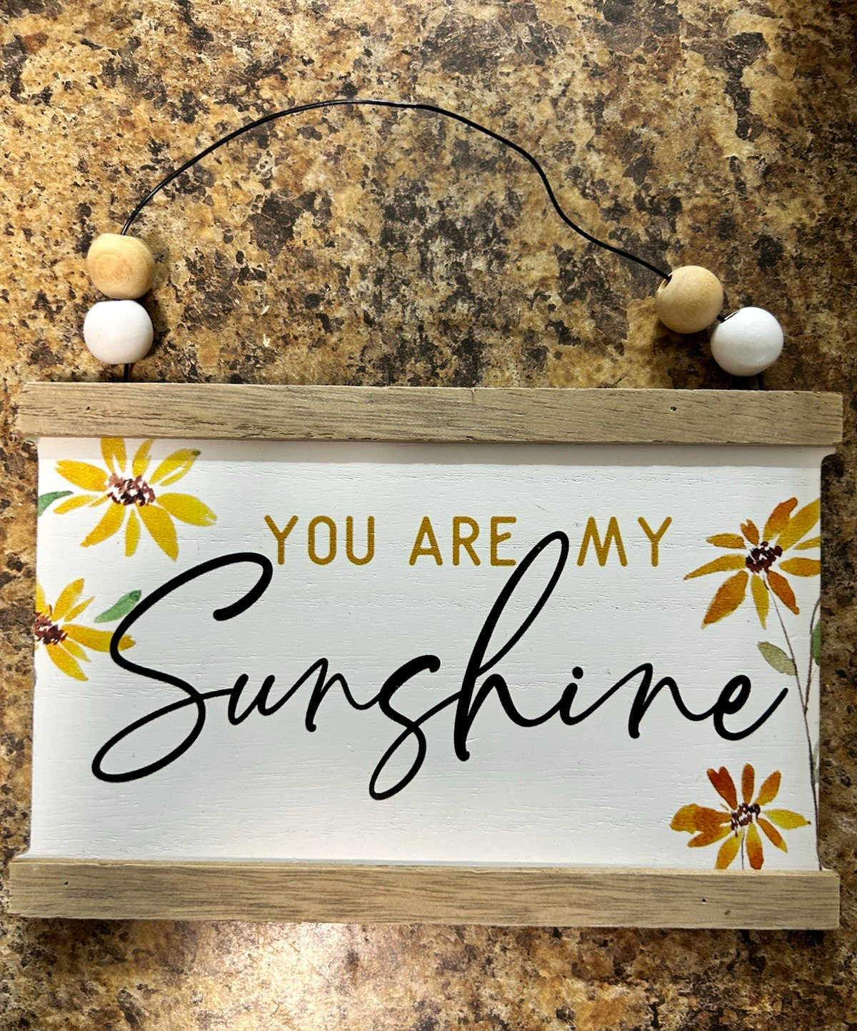 The Spring Shop You Are My Sunshine Floral Hanging MDF Plaque Sign 7×4.5 in