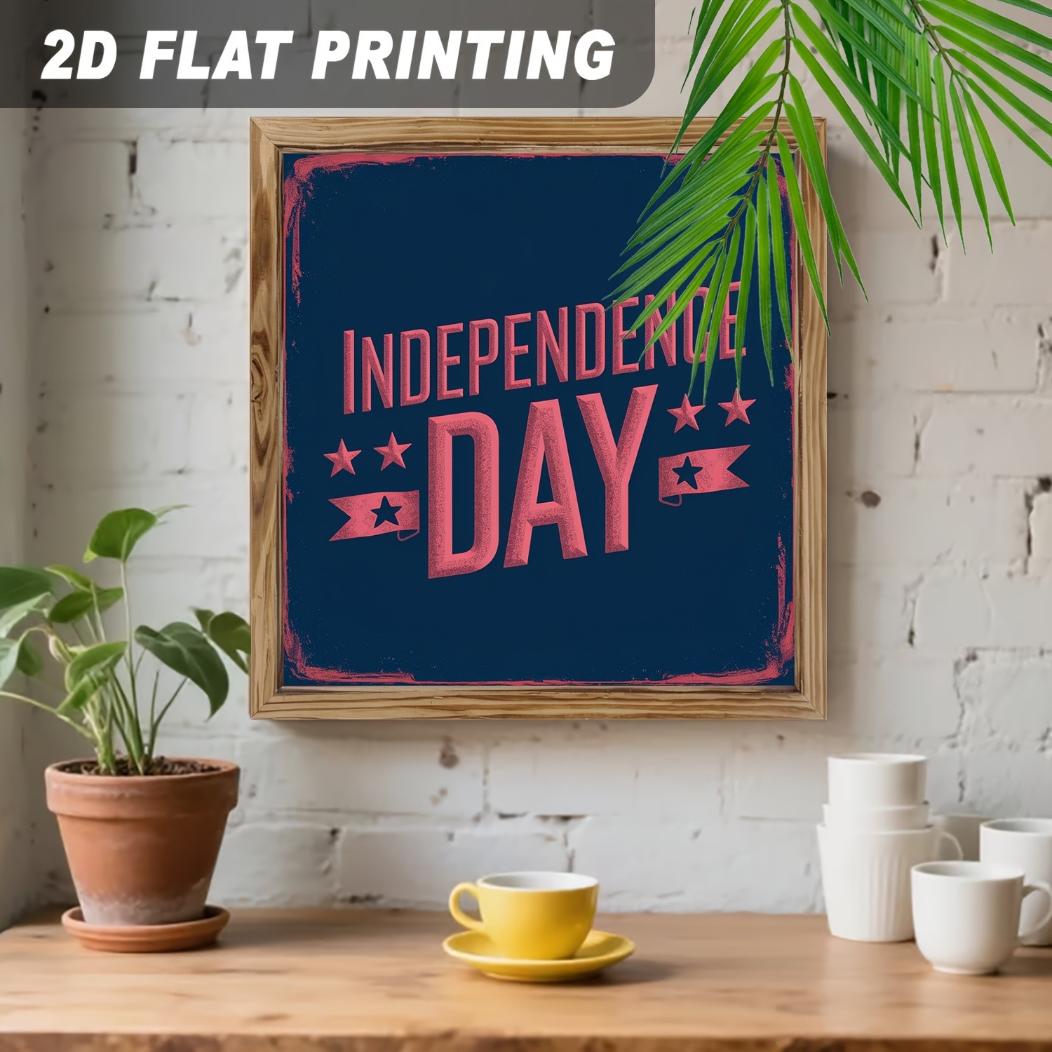 Independence Day Typography Wall Art, Patriotic Holiday Home Decor