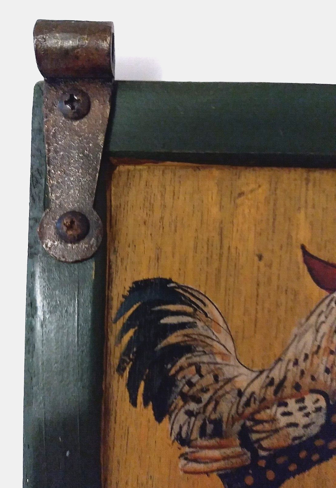 VTG Blue Sky CA Painted Rooster Chicken Wood Wall Set 2 Farmhouse Country 5 x 7″
