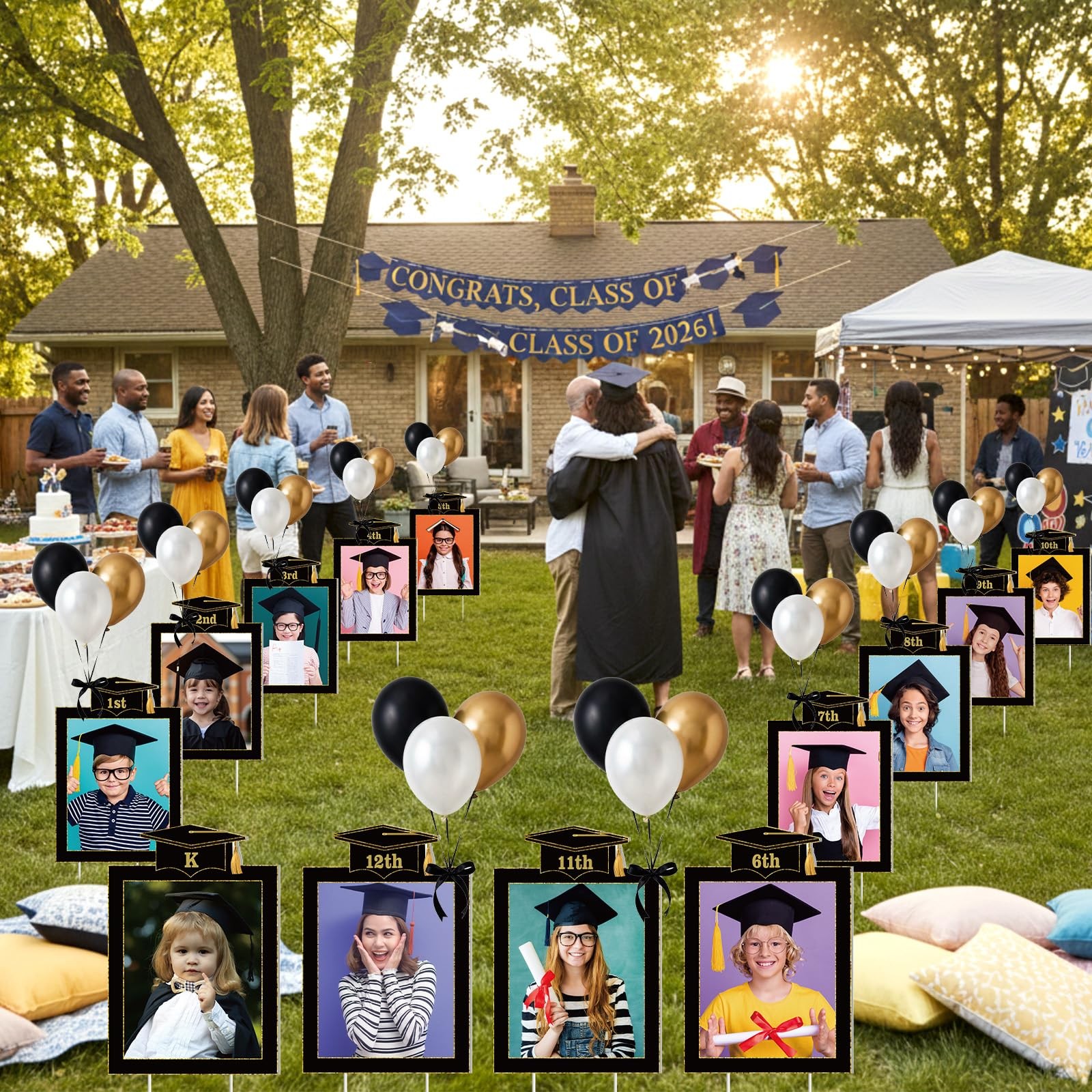 LemonSecret 13 Pcs 2026 Graduation Decorations K-12 Graduate Photo Yard Signs…