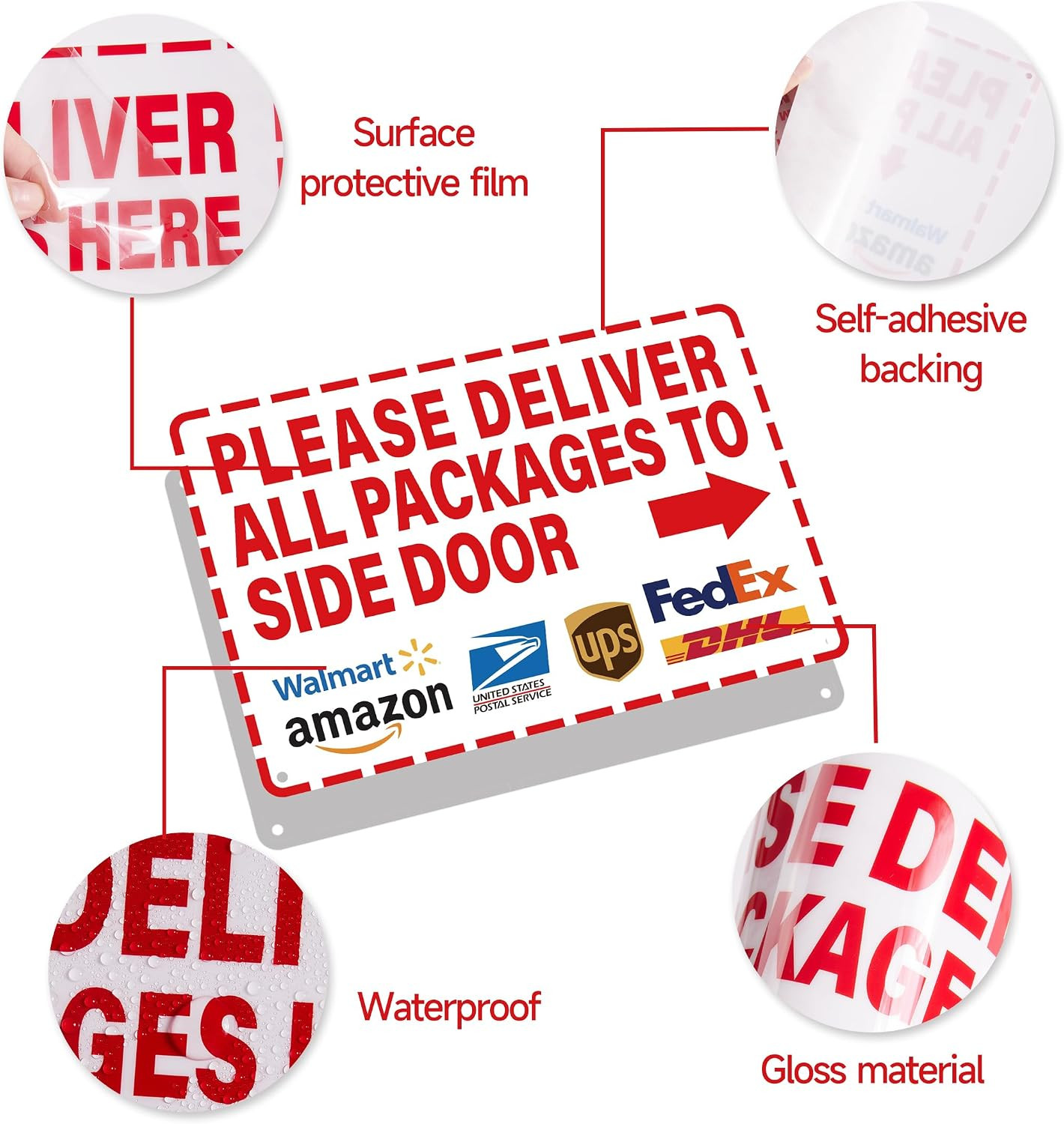 Please Leave Deliveries Here Sign，Self-Adhesive Weatherproof Place Packages in B