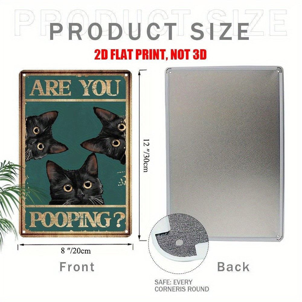 Funny Black Cat Are You Pooping Metal Sign Retro Wall Art Poster Bathroom Gothic