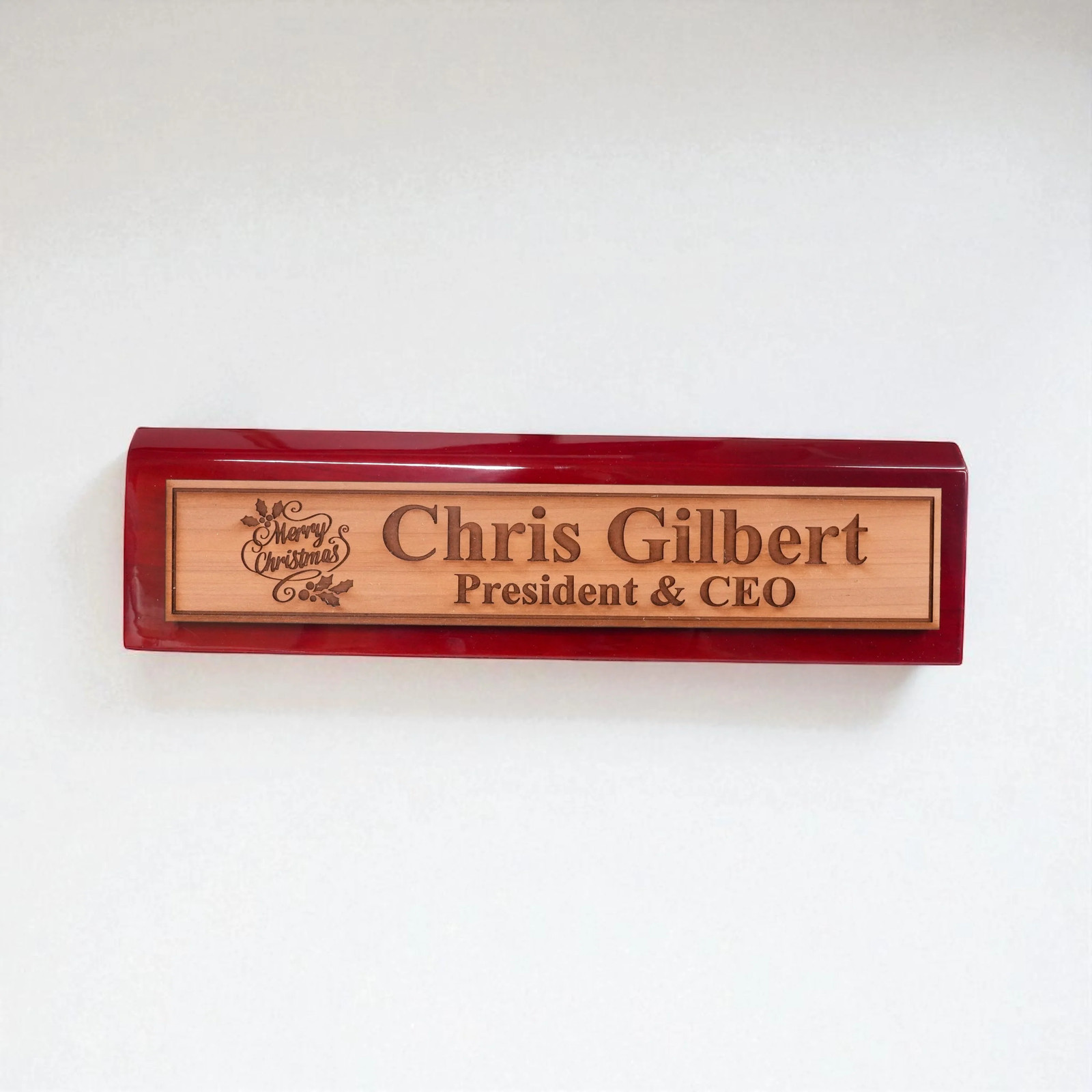 Desk Wedge Name Plate – PERSONALIZED – Merry Christmas – 11 Inches