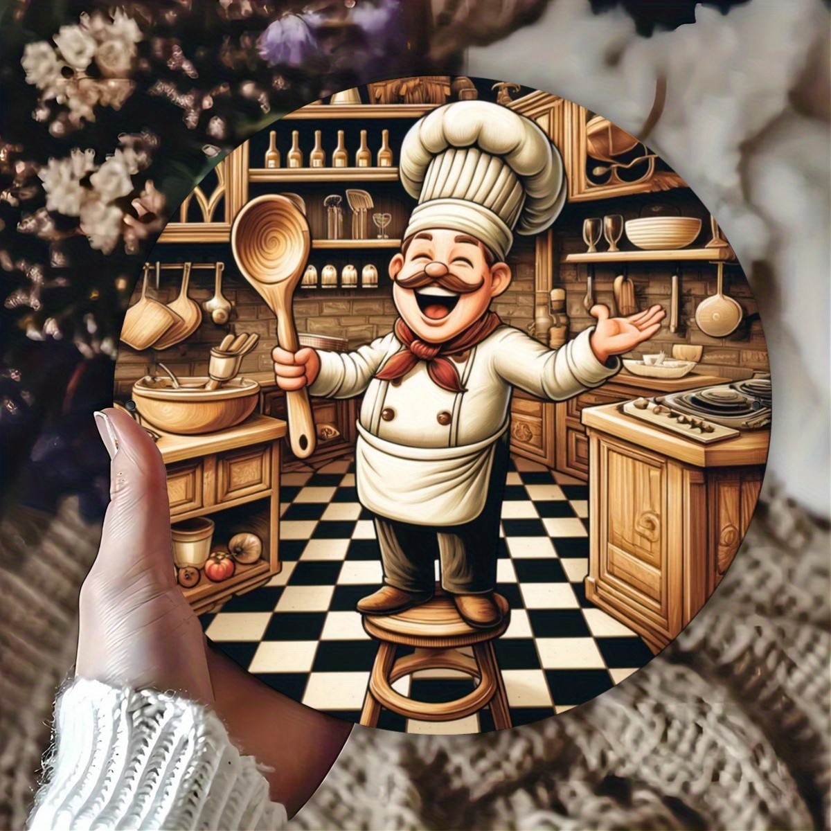 2D One Piece, Happy Chef Theme Design, Tin Metal Signs 8x8in Print Metal Signs