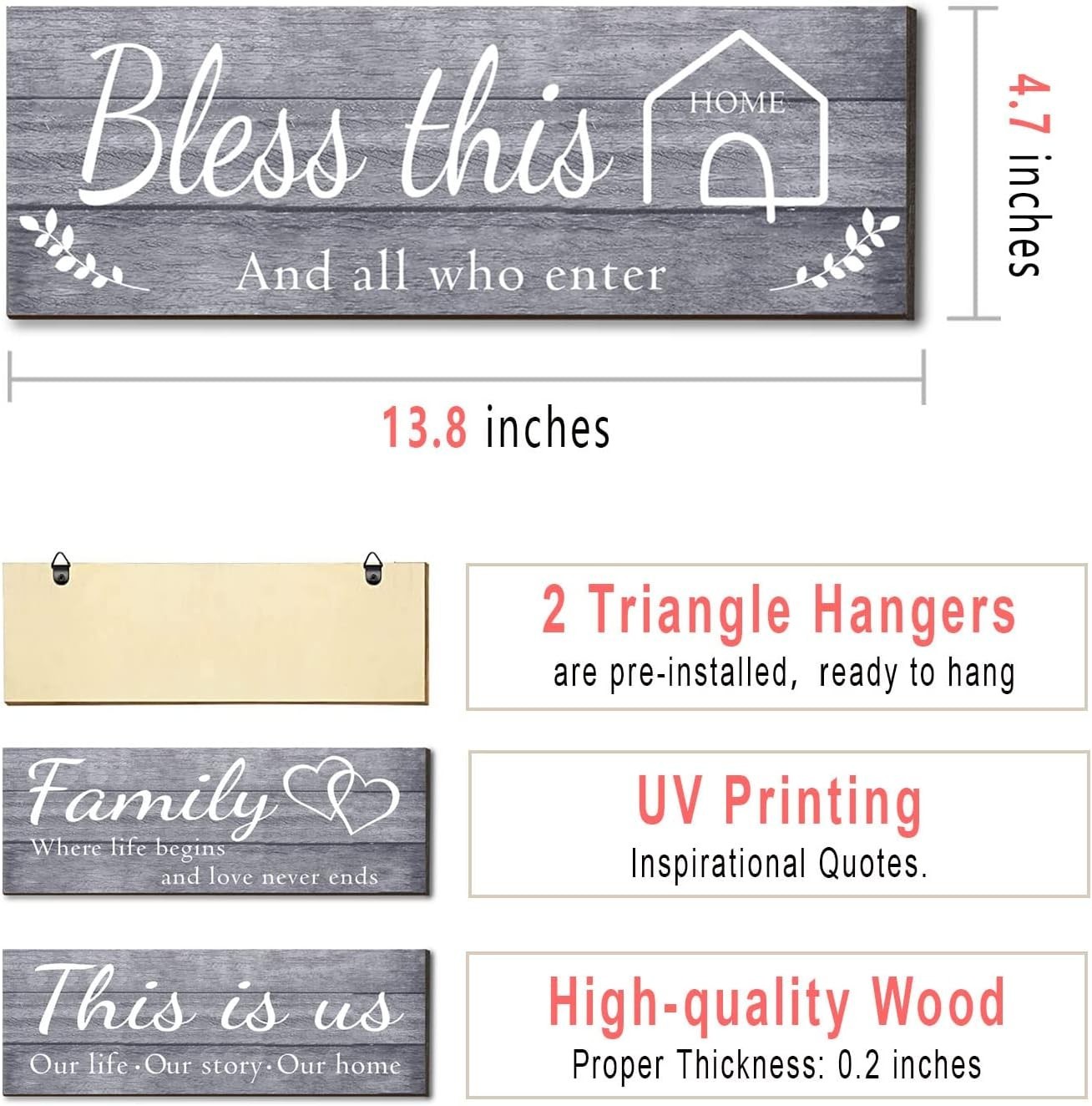 Rustic Farmhouse Wall Art Signs – Set of 4