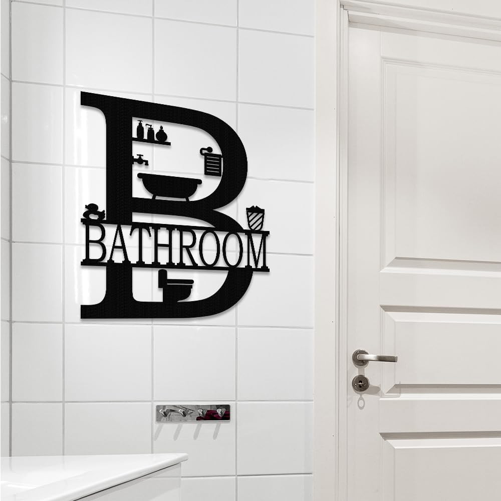 Metal Bathroom Wall Decor, Farmhouse Metal Bathroom Wall Art, Funny