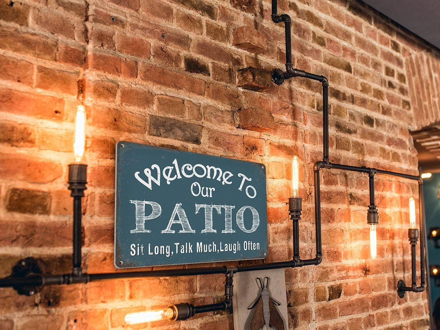 Welcome to Our Patio Sign Backyard Accessories Decor Outdoor, Vintage Aluminum M