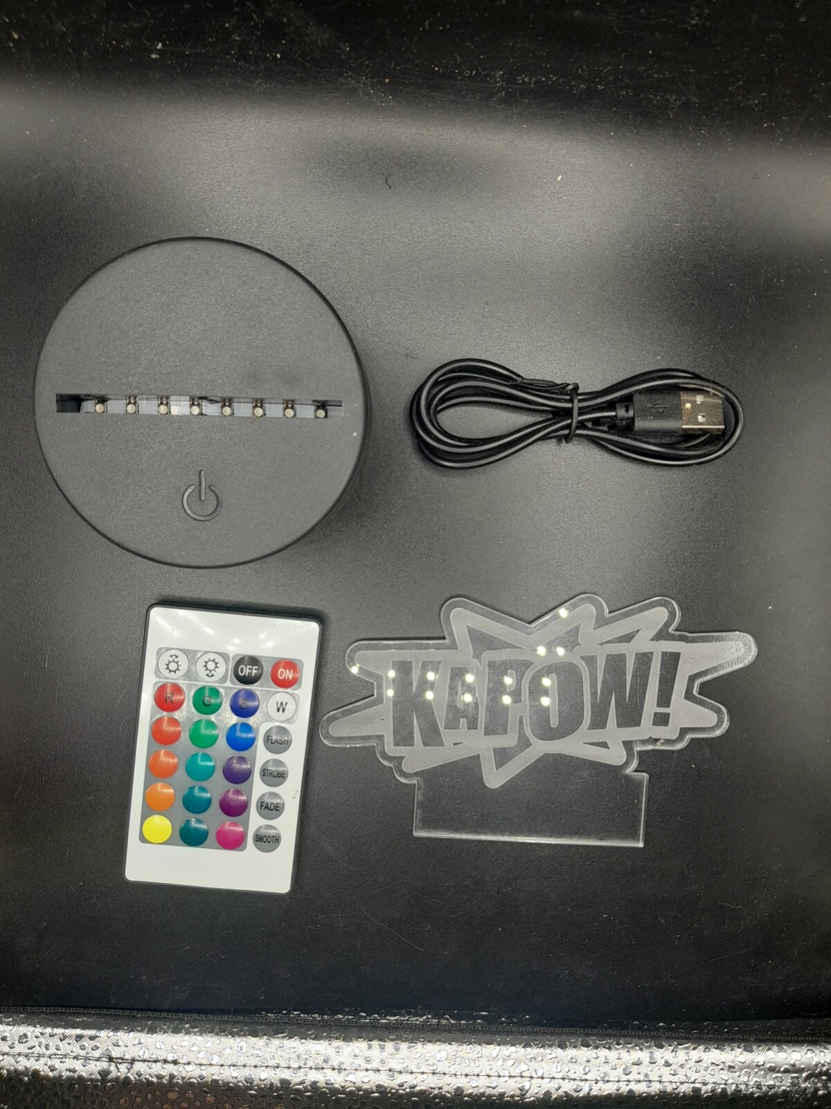 Edge Lit Tabletop Sign, Multi-Colored LED, Cool Kapow Comic Action, Night Light