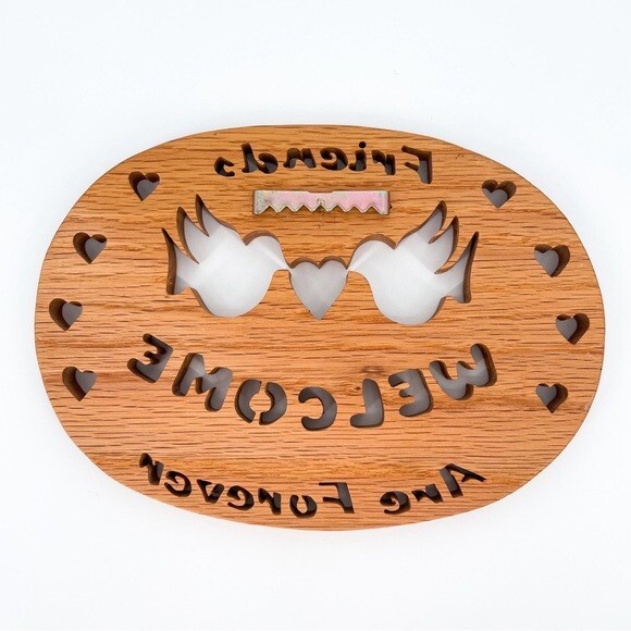 Vintage Wooden Welcome Friends Are Forever Hanging Sign