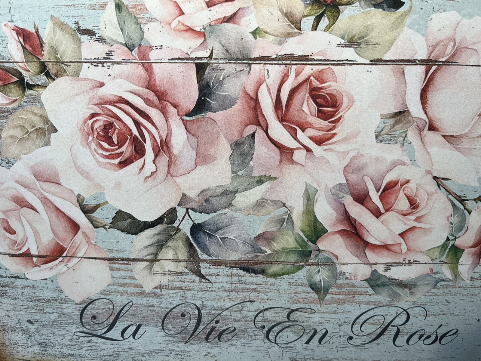 French Pink Roses Shabby Chic Handcrafted Plaque Sign