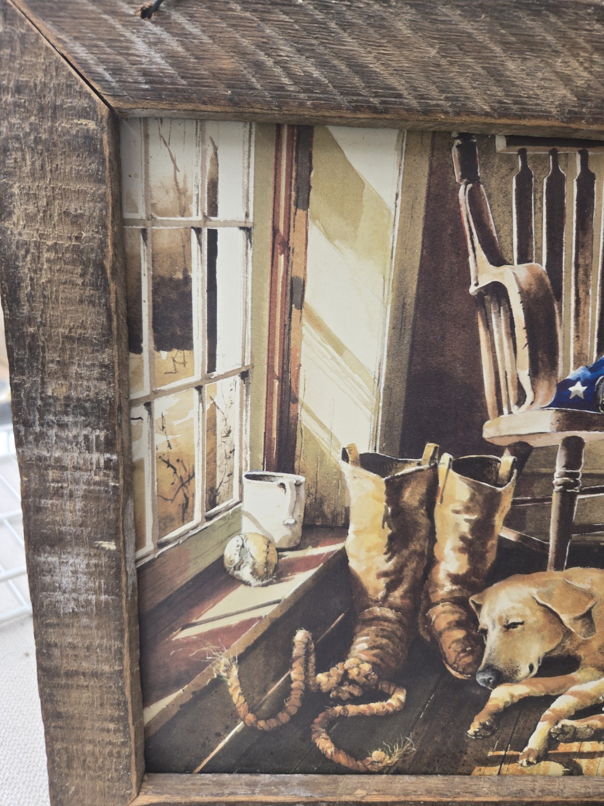 John Rossetti Forver Faithful Yellow Labrador Lab Dog FRAMED WALL ART Rustic