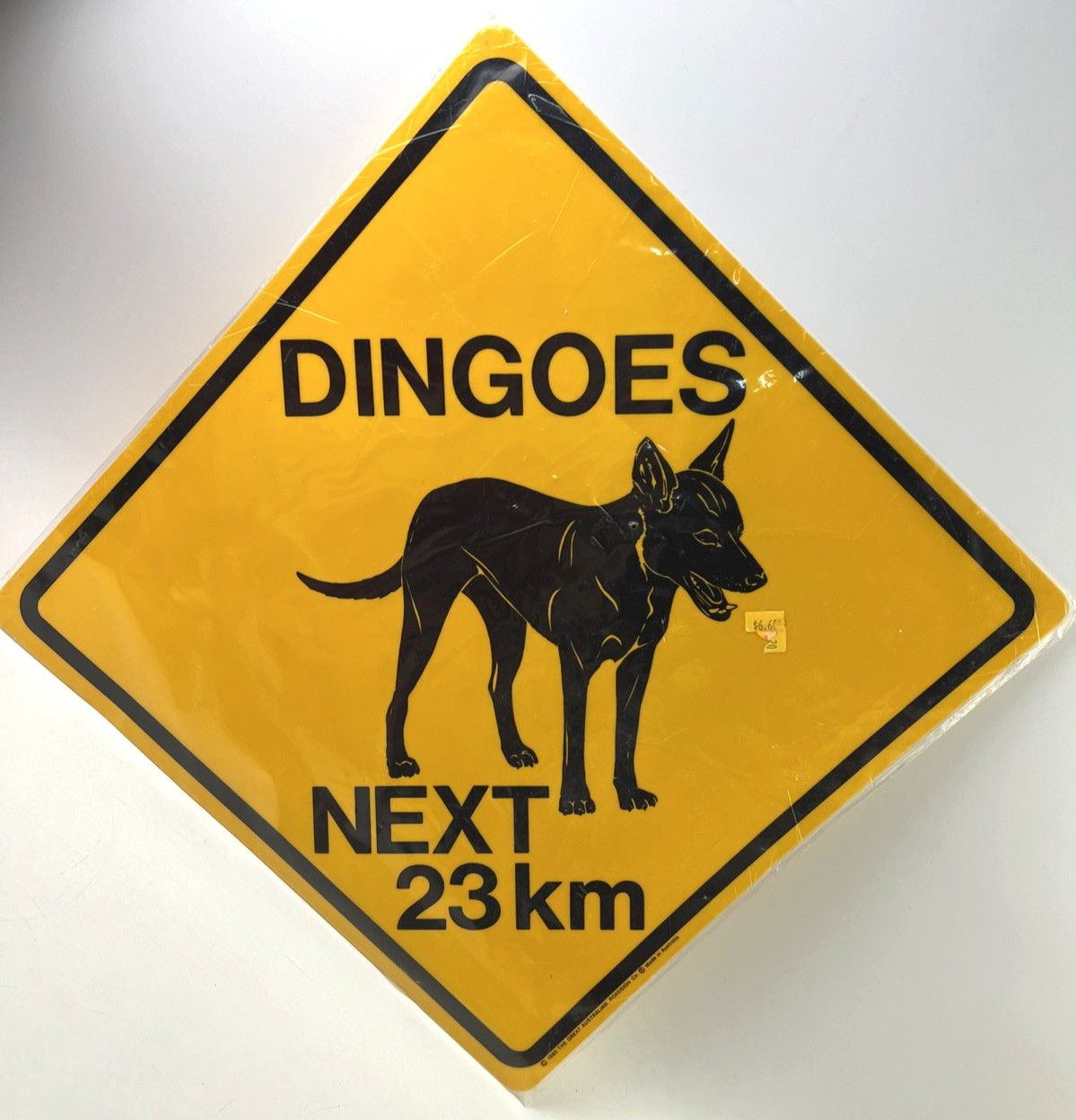 Dingoes Next 23 km – 1985 – The Great Australian Road Sign Co 14.5″ NEW in Pack