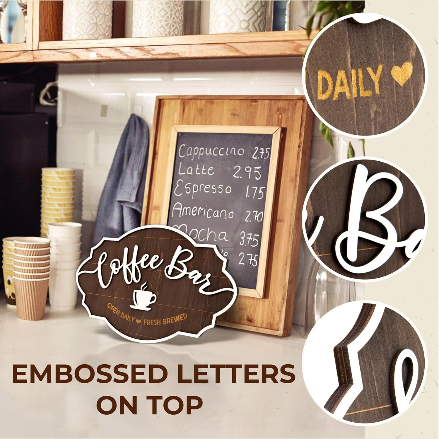 Small Coffee Bar Sign For Wall – Vintage Coffee Sign Decor For Bar Accessories