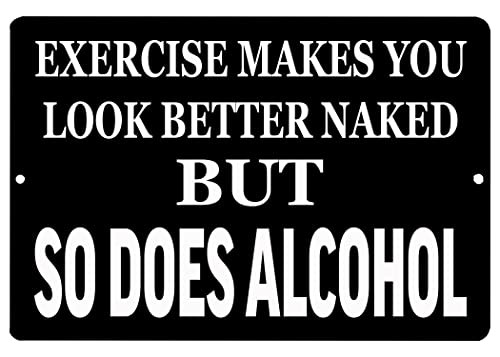 Funny Sarcastic Metal Tin Sign Wall Decor Man Cave Bar Exercise Makes You Loo…