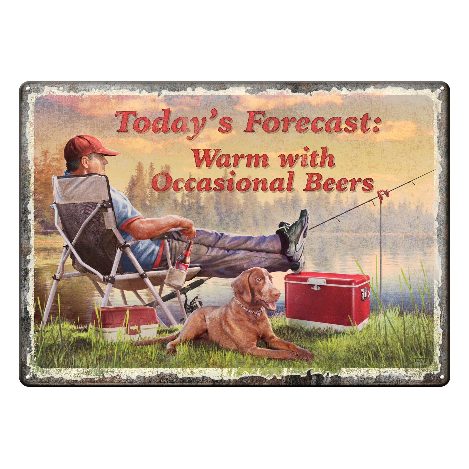 Rivers Edge Products Tin Sign, 17″ x 12″ Weatherproof Wall Art, Warm With